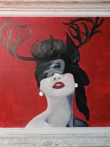 Peinture intitulée "La femme cerf" par Martine Lagrave, Œuvre d'art originale, Acrylique