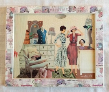 Collages intitulée "Boutique de Mode VI…" par Martisanatcréations, Œuvre d'art originale, Collages Monté sur Panneau de bois