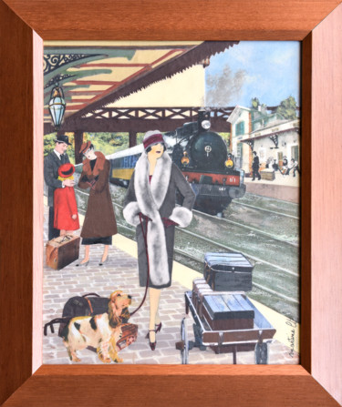 Collages intitulée "La Gare Vintage" par Martisanatcréations, Œuvre d'art originale, Collages