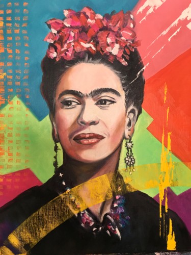 Peinture intitulée "Frida Kahlo" par Martine Perugini, Œuvre d'art originale, Huile