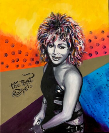 Pintura titulada "Tina Turner" por Martine Perugini, Obra de arte original, Oleo Montado en Bastidor de camilla de madera