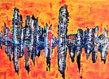 Peinture intitulée "Incendie" par Martine Rauzy, Œuvre d'art originale, Acrylique