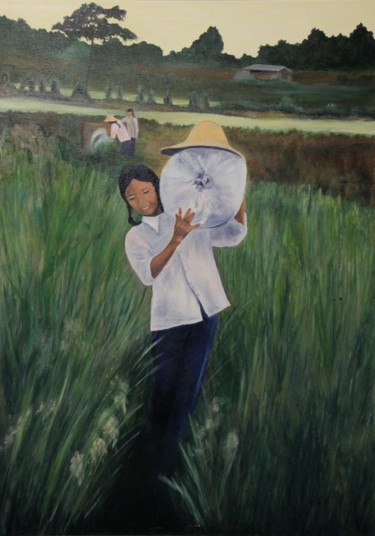 Peinture intitulée "La Chinoise" par Martine Rauzy, Œuvre d'art originale, Huile