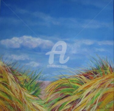 Peinture intitulée "Entre ciel et dune" par Martine Salendre, Œuvre d'art originale, Pastel