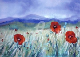 Painting titled "Coquelicots.jpg" by Martine Salendre, Original Artwork