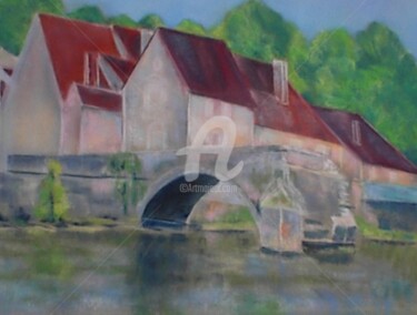 Peinture intitulée "Le vieux pont de Po…" par Martine Salendre, Œuvre d'art originale