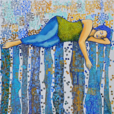 Painting titled "LE SOMMEIL PARADOXAL" by Martine Tremblay Artiste Peintre, Original Artwork, Acrylic Mounted on artwork_cat.