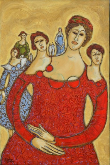 Pittura intitolato "HISTOIRE DE FEMMES" da Martine Tremblay Artiste Peintre, Opera d'arte originale, Olio Montato su Telaio…