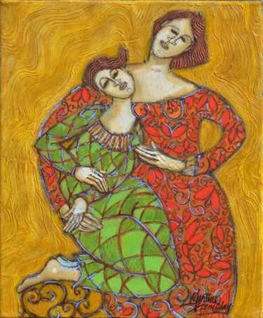 Painting titled "D'UNE MÈRE À SON EN…" by Martine Tremblay Artiste Peintre, Original Artwork, Oil