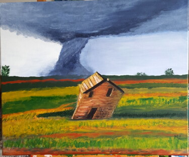 Painting titled "tornade" by Martine Zendali, Original Artwork, Acrylic Mounted on Wood Stretcher frame