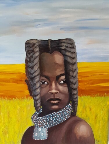 Peinture intitulée "femme du bostwana" par Martine Zendali, Œuvre d'art originale