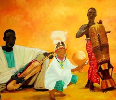 Peinture intitulée "orchestre africain…" par Martine Zendali, Œuvre d'art originale