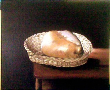 Painting titled "corbeille de pain" by Martine Zendali, Original Artwork, Oil