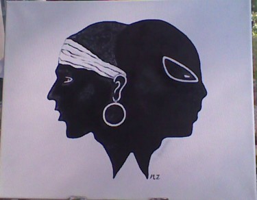 Peinture intitulée "têtes de maure corse" par Martine Zendali, Œuvre d'art originale