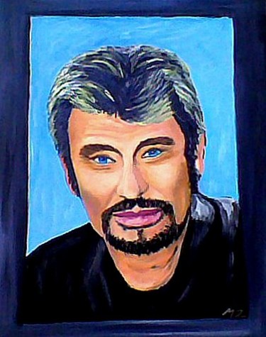 Painting titled "johnny hallyday" by Martine Zendali, Original Artwork, Oil