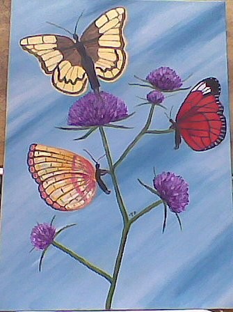 Painting titled "papillons" by Martine Zendali, Original Artwork