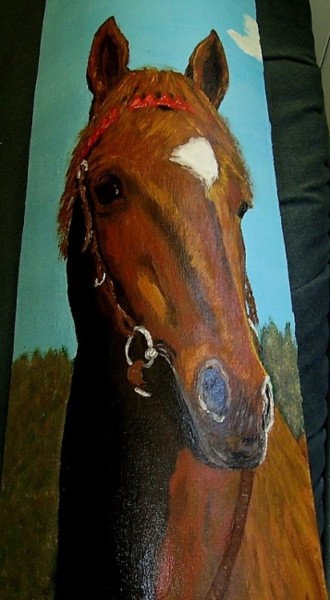 Painting titled "tête de cheval" by Martine Zendali, Original Artwork