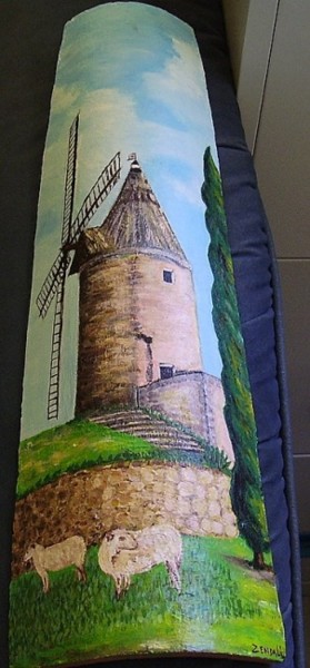 Peinture intitulée "moulin de Daudet" par Martine Zendali, Œuvre d'art originale, Huile