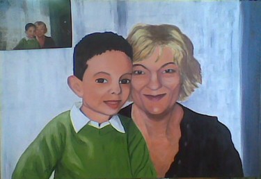 Peinture intitulée "grand mère et son p…" par Martine Zendali, Œuvre d'art originale