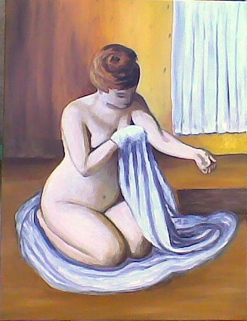 Painting titled "après le bain" by Martine Zendali, Original Artwork
