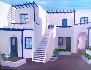 Painting titled "Grèce" by Martine Zendali, Original Artwork