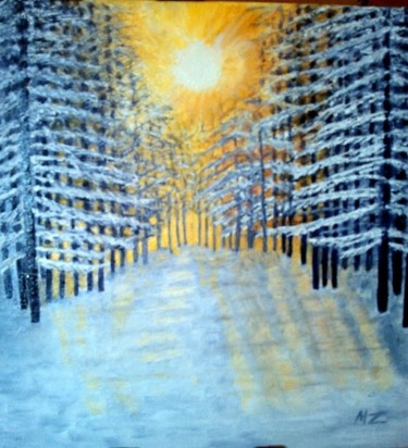 Peinture intitulée "coucher de soleil s…" par Martine Zendali, Œuvre d'art originale