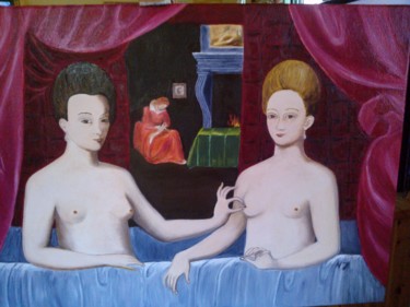 Peinture intitulée "Gabrielle d'Estrées…" par Martine Zendali, Œuvre d'art originale, Huile