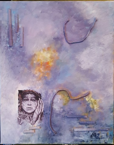 Painting titled "pensées" by Martine Zendali, Original Artwork, Acrylic