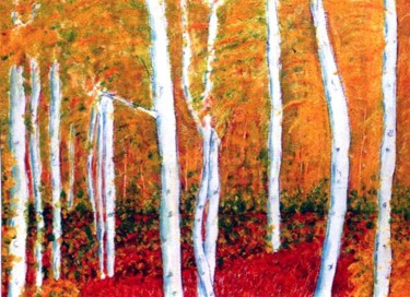 Painting titled "Ghost Trees" by Martin James, Original Artwork, Oil
