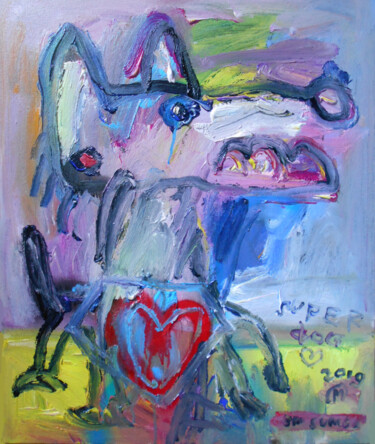 Peinture intitulée "superLOVEdog" par Martinus Sumbaji, Œuvre d'art originale, Acrylique