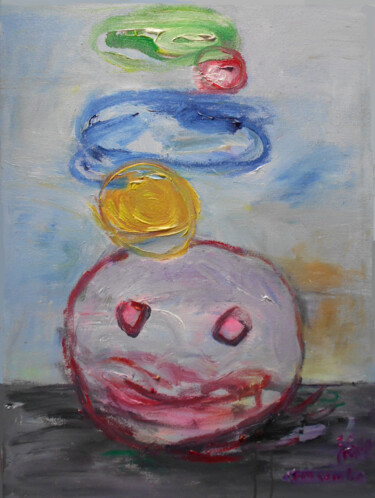 Malerei mit dem Titel "Balance Face" von Martinus Sumbaji, Original-Kunstwerk, Acryl