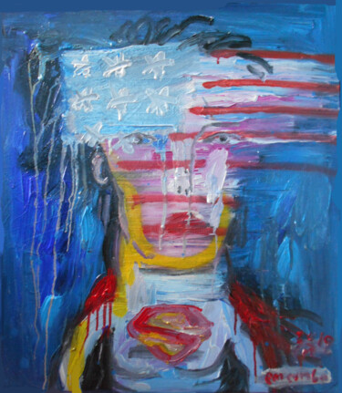 Painting titled "American Face" by Martinus Sumbaji, Original Artwork, Acrylic