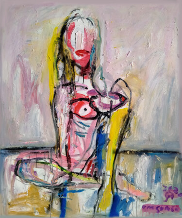Malerei mit dem Titel "Woman 02" von Martinus Sumbaji, Original-Kunstwerk, Acryl