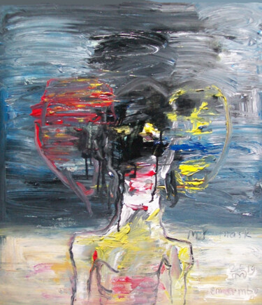 Malerei mit dem Titel "My Mask's Face" von Martinus Sumbaji, Original-Kunstwerk, Acryl