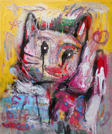 Peinture intitulée "Cat Love Star" par Martinus Sumbaji, Œuvre d'art originale, Acrylique