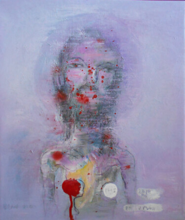 Malerei mit dem Titel "The Bloody Man" von Martinus Sumbaji, Original-Kunstwerk, Acryl
