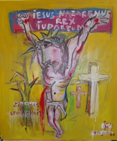 Painting titled "Crucifixion of Jesu…" by Martinus Sumbaji, Original Artwork, Acrylic