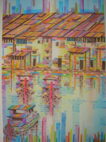 Malerei mit dem Titel "Malacca River II ,M…" von Martin Wood-Malacca, Original-Kunstwerk, Acryl