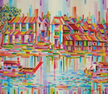 Malerei mit dem Titel "Malacca River I,Mal…" von Martin Wood-Malacca, Original-Kunstwerk, Acryl