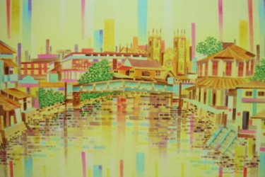 Painting titled "Malacca River II,Ma…" by Martin Wood-Malacca, Original Artwork, Acrylic