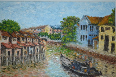 Painting titled "Malacca River 3, Ma…" by Martin Wood-Malacca, Original Artwork, Oil