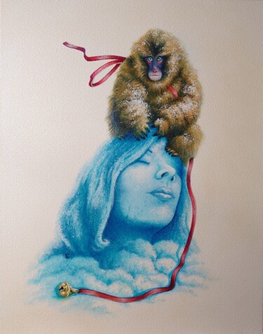 Portrait au grelot Peinture intitulée "Portrait au grelot" par Marty Crouz, Œuvre d'art originale, Acrylique Monté sur Châssis
