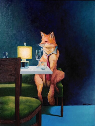 Картина под названием "Lounge bar" - Marty Crouz, Подлинное произведение искусства, Масло Установлен на Деревянная рама для…