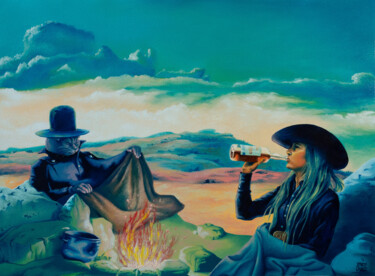Картина под названием "Le nouveau western" - Marty Crouz, Подлинное произведение искусства, Масло