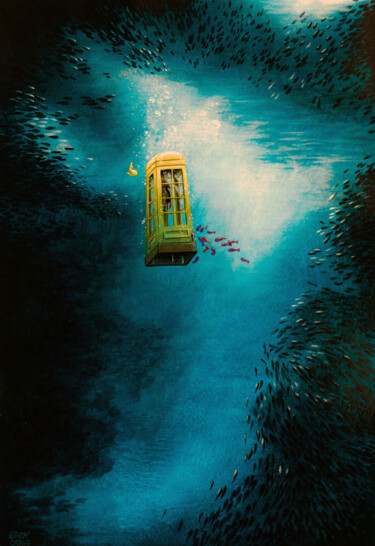 Peinture intitulée "Urbex immergé, la c…" par Marty Crouz, Œuvre d'art originale, Acrylique