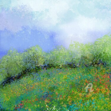 Painting titled "The Top Hedge" by Martyn Dymott, Original Artwork, Digital Painting