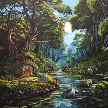 Malarstwo zatytułowany „Melodia wody” autorstwa Martyna Mączka, Oryginalna praca, Akryl Zamontowany na Drewniana rama noszy