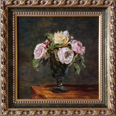 Pintura intitulada "Roses 2 (copie d'ap…" por Maria Bel, Obras de arte originais, Óleo