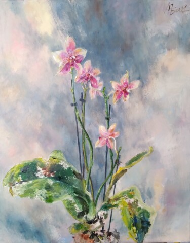 Painting titled "Liodoro Orchid" by Maria Bel, Original Artwork, Oil