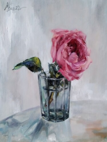 Painting titled "Rose" by Maria Bel, Original Artwork, Oil